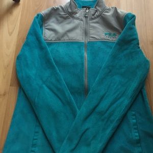 Blue and gray fuzzy Fila sport jacket